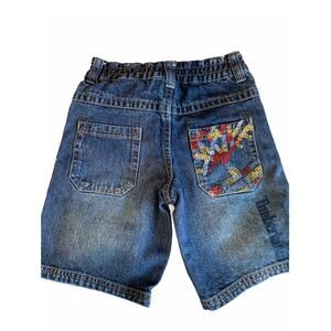 Little Boy Timberland logo pocket jean shorts